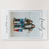 Fotofamilietypografie, uniek op maat gesneden DIY Legpuzzel (Horizontaal)