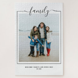 Fotofamilietypografie, uniek op maat gesneden DIY Legpuzzel