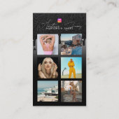 Fotofeed Grid Social Media QR Code Zwart Glitter Visitekaartje (Achterkant)