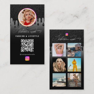 Fotofeed Grid Social Media QR Code Zwart Glitter Visitekaartje