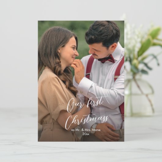 Fotofeestdag voor de eerste kerstdag van het grafi feestdagenkaart (Staand voorkant)