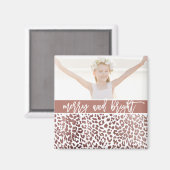 Fotofeestdag voor Merry and Bright Leopard Magneet (Voorkant / Achterkant)