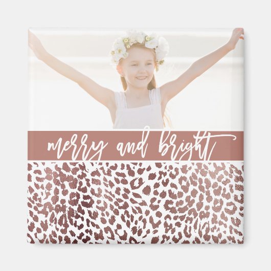 Fotofeestdag voor Merry and Bright Leopard Magneet (Voorkant)