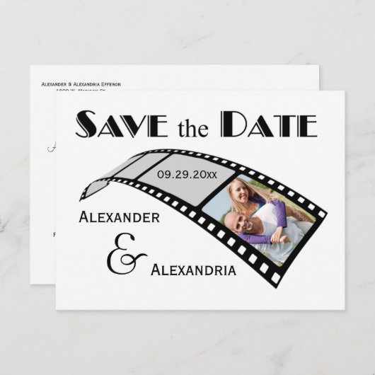 Fotofilm Strip Bewaar de datum aankondiging (Voorkant / Achterkant)