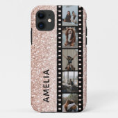 Fotofilm Strip Faux Roze Glitter Persoonlijk Case-Mate iPhone Case (Achterkant)