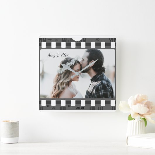 Fotofilmstrip aangepast fotosjabloon vierkante klok (Huis)