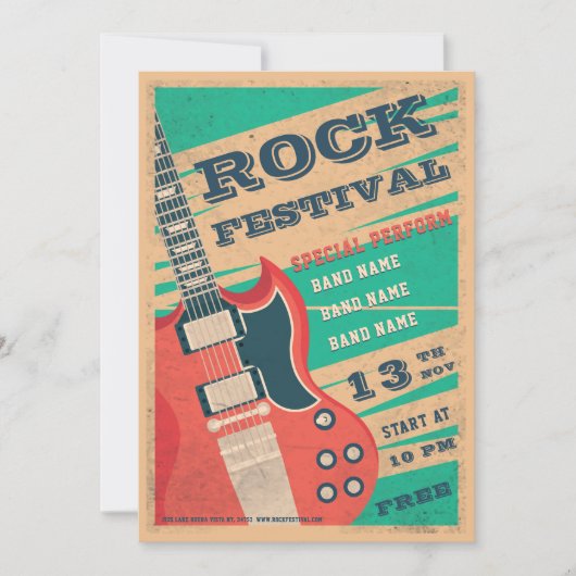 Fotoflyer van het muziekrockfestival in Retro Kaart (Voorkant)