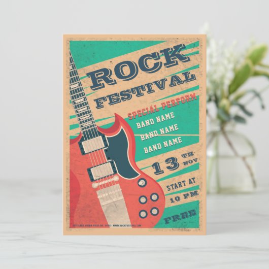 Fotoflyer van het muziekrockfestival in Retro Kaart (Staand voorkant)