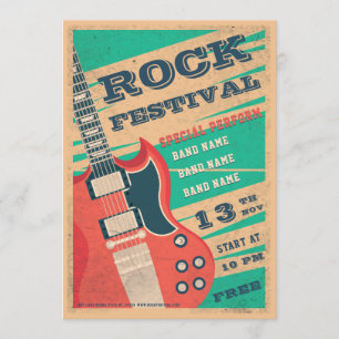 Fotoflyer van het muziekrockfestival in Retro Kaart