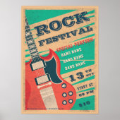 Fotoflyer van het muziekrockfestival in Retro Poster (Voorkant)