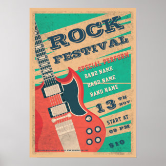 Fotoflyer van het muziekrockfestival in Retro Poster