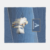 Fotofoto Blauw Monogram Fleece Deken (Voorkant (Horizontaal))