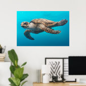 Fotofoto blauwe oceaan poster (Thuiskantoor)