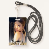 Fotofoto Gold VIP Birthday Party Pass Badge (Achterkant met draagriem)