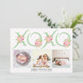 Fotofoto-Valentijnsdag met roze roze kleurstof Feestdagenkaart (Staand voorkant)