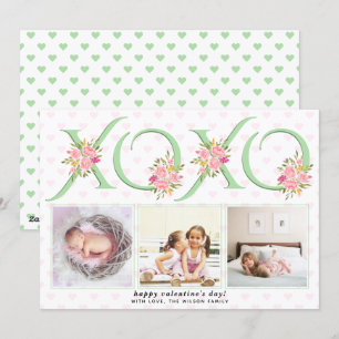 Fotofoto-Valentijnsdag met roze roze kleurstof Feestdagenkaart