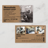 Fotofoto van de Barberwinkel met bruine retro-stoe Visitekaartje (Voorkant / Achterkant)