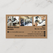 Fotofoto van de Barberwinkel met bruine retro-stoe Visitekaartje (Achterkant)