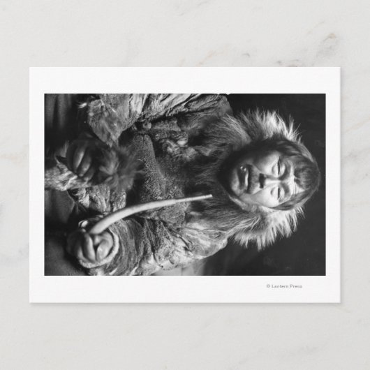 Fotofoto van de Eskimo-rookpijp Alaskan Briefkaart (Voorkant)