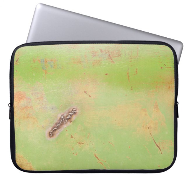 Fotofoto van groene metaallas laptop sleeve (Voorkant)