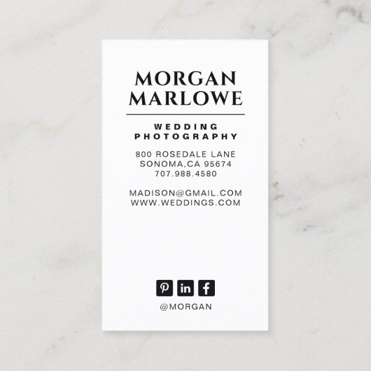 Fotofotograaf Modern Weddenschap Visitekaartje (Achterkant)