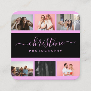 Fotofotograaf voor collage en kalligrafie vierkante visitekaartje