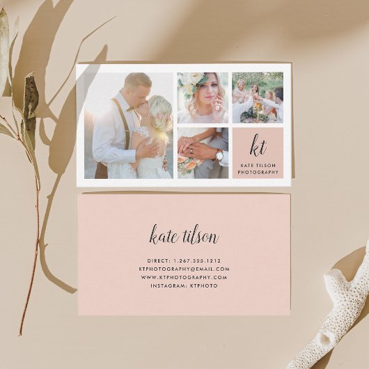 Fotofotograaf voor collage en kalligrafie visitekaartje
