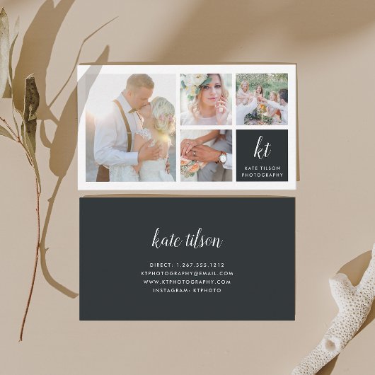 Fotofotograaf voor collage en kalligrafie visitekaartje