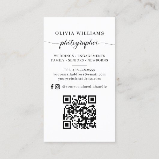 Fotofotografie QR-code Visitekaartje (Achterkant)