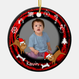 Fotofotopapier rode versiering toevoegen keramisch ornament