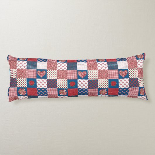 Fotofoto's en Rozen Faux Patchwork Body Pillow Lichaamskussen (Achterkant)
