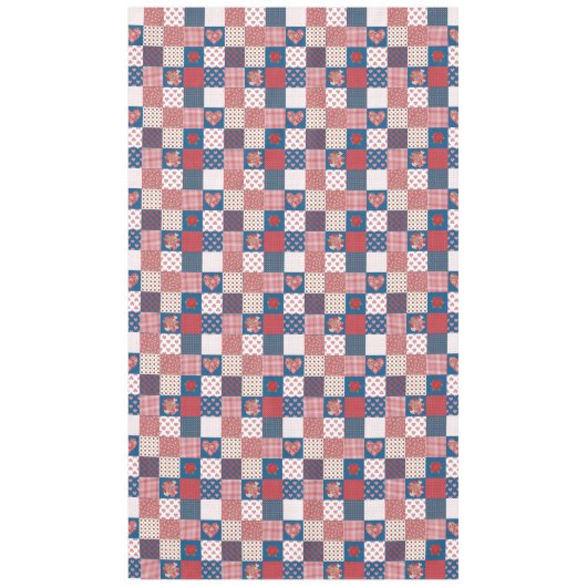 Fotofoto's en Rozen Faux Patchwork Tablecloth Tafelkleed (Voorkant)