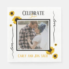 Fotofoto's en zonnebloemen servet