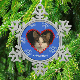 Fotofoto's foto's afdrukken hartblauw tin sneeuwvlok ornament