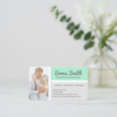 Fotofoto's met mint & grijs, Logo op maat Visitekaartje (Staand voorkant)