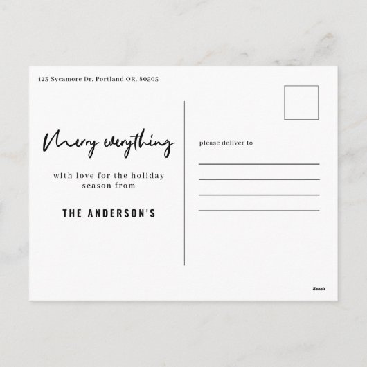 Fotofoto's met moderne, vette, vette tekenfilm feestdagenkaart (Achterkant)