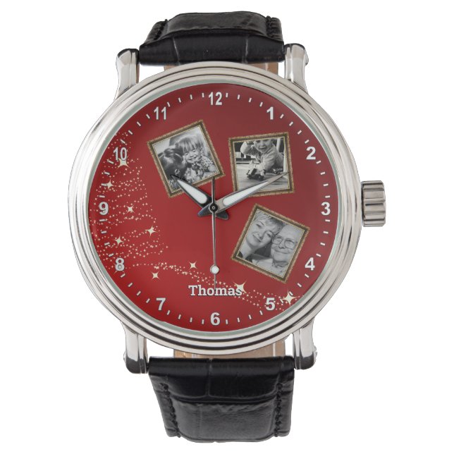 Fotofoto's van de kerstman, gepersonaliseerd horloge (Voorkant)