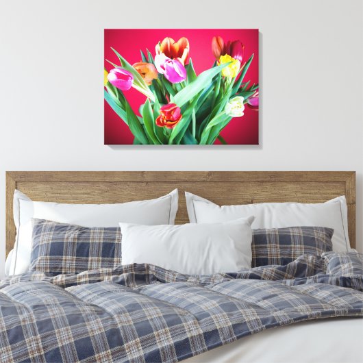 Fotofoto's van Floral rood en groene fotokunst Canvas Afdruk (Insitu (Slaapkamer))