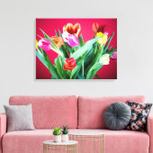 Fotofoto's van Floral rood en groene fotokunst Canvas Afdruk (Insitu (Woonkamer))