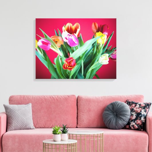 Fotofoto's van Floral rood en groene fotokunst Canvas Afdruk (Insitu (Woonkamer))