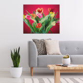 Fotofoto's van Floral rood en groene fotokunst Canvas Afdruk