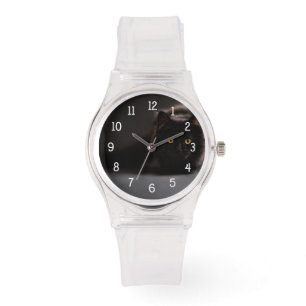 Fotofoto's van uw huisdier met witte klokgezicht horloge