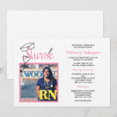 Fotofoto's van zurig afstuderen, viering roze kaart (Voorkant / Achterkant)