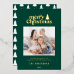 Fotofoto's voor meest veeleisende kerstfoto's Foli Folie Feestdagenkaart<br><div class="desc">Kantste kerstfoto-typografie-feestkaart. Met moderne handgetekende tekst en bomen.</div>