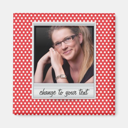 Fotoframe op witte & rode polkadot magneet (Voorkant)