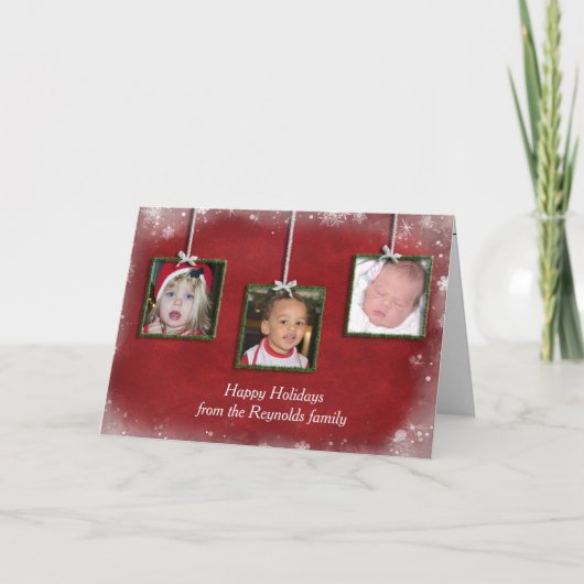 Fotoframes voor groene kersttinsel kaart (Voorkant)