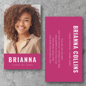 Fotofuchsia van het afstuderen van de student visitekaartje