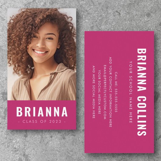 Fotofuchsia van het afstuderen van de student visitekaartje