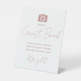 Fotogastenboek Script Stof Roze Trouwen Reclamebord Met Voetstuk