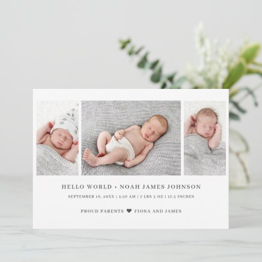 Fotogeboorte Modern 3 Aankondiging (Staand voorkant)